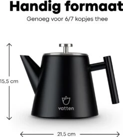 Vatten® - Premium RVS Theepot - Incl. RVS Theefilter - 1L - Zwart - Dubbelwandig -Beste Keukengerei Winkel 1077x1200 1