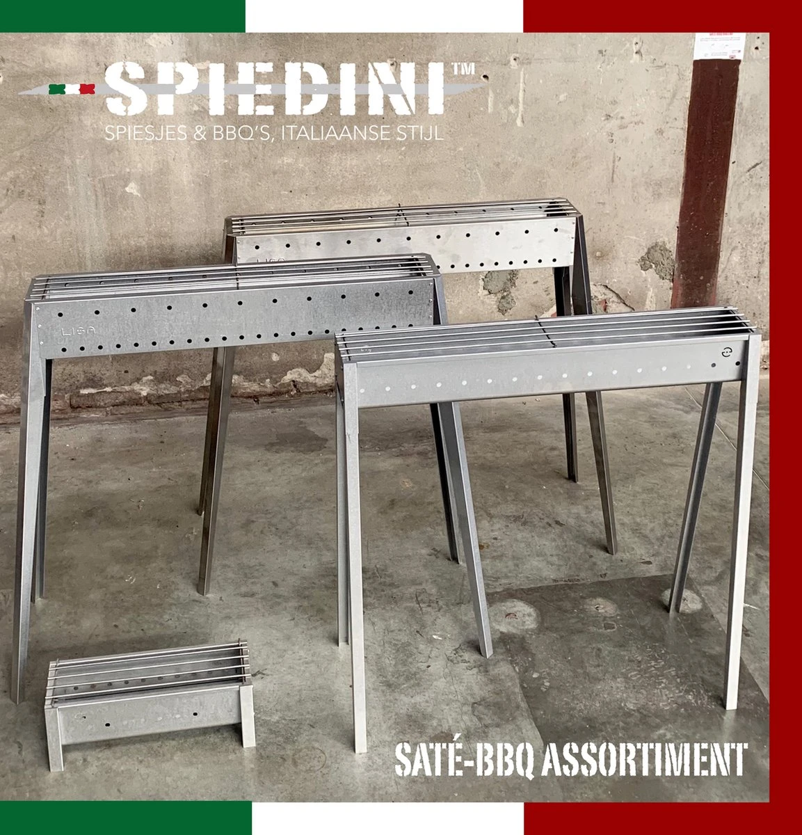 Spiedini Saté-bbq Bali 40 Mini - Kleine, Smalle Houtskoolbarbecue Met Horizontaal Rooster Voor Sate Of Andere Spiesjes - 40 Cm Lang, 11 Cm Breed, 14 Cm Hoog - Ideaal Voor Tuin- Of Open Haard, Of Balkon - Materiaal: Gealuminiseerd Ijzer 8 Spiedini Saté-bbq Bali 40 Mini - Kleine, Smalle Houtskoolbarbecue Met Horizontaal Rooster Voor Sate Of Andere Spiesjes - 40 Cm Lang, 11 Cm Breed, 14 Cm Hoog - Ideaal Voor Tuin- Of Open Haard, Of Balkon - Materiaal: Gealuminiseerd Ijzer - Afbeelding 6