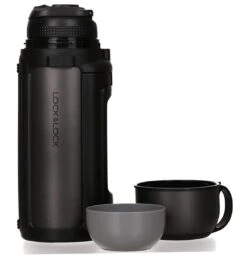 Lock&Lock Thermoskan - Isoleerkan - Thee En Koffie - Lekvrij - 1,5 Liter - RVS - Inklapbaar Handvat - Zwart -Beste Keukengerei Winkel 1161x1200