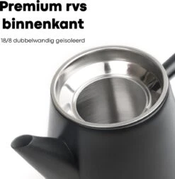 Vatten® - Premium RVS Theepot - Incl. RVS Theefilter - 1L - Zwart - Dubbelwandig -Beste Keukengerei Winkel 1175x1200 2