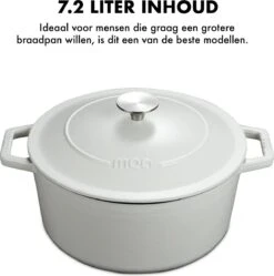 MOA Gietijzeren Braadpan - Inhoud 7,2 Liter - 30CM - Rond - Alle Warmtebronnen - Ook Voor Inductie - Gewicht 7,3 Kg - Wit - C30W -Beste Keukengerei Winkel 1192x1200 3