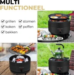Ozocozy BBQ-ONE Houtskool Tafelbarbecue - Ø30 Cm- Zwart - Incl. Draagtas, Siliconen Bakkwast En RVS-Barbecuetang -Beste Keukengerei Winkel 1193x1200 4