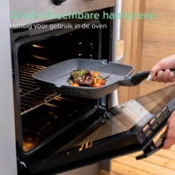 Coninx Grillpan 28CM - Steakpan - Afneembare Handgreep - PFAS-vrij - Grijs -Beste Keukengerei Winkel 1198x1200 12