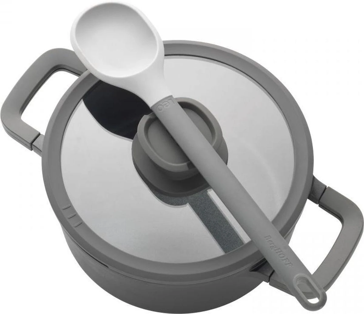 BergHOFF Leo Hapjespan Stone - 28 Cm - Met Glazen Deksel 4 BergHOFF Leo Hapjespan Stone - 28 Cm - Met Glazen Deksel - Afbeelding 2