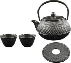 SakuraTea - Theepot Set - 4-delig - Gietijzer - Zwart - 0.8L - 2 Kopjes (100ml) -Beste Keukengerei Winkel 1200x1068 1