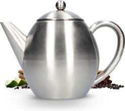 Vaja Valerie - Theepot Met Filter - Dubbelwandig - RVS - 1.2L -Beste Keukengerei Winkel 1200x1068