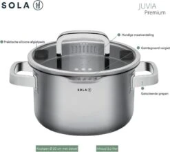 Sola Pannenset Juvia - 4 Delig - Ø 16,16,18,20 Cm - Zilver - RVS - Sandwichbodem -Beste Keukengerei Winkel 1200x1069