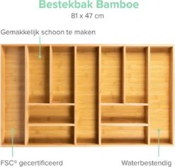 Grote Bestekbak Bamboe 81x47CM - Coninx Besteklade - Opbergbak - Duurzaam - Bamboe - Voor Laden Vanaf 47cm Diep -Beste Keukengerei Winkel 1200x1140