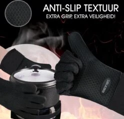 Sense Of Taste Ovenwanten - 2 Stuks - Ovenhandschoenen - Hittebestendig - 230°C - Siliconen - Zwart - Koken - Extra Lang -Beste Keukengerei Winkel 1200x1154