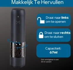 GOV Elektrische Peper- En Zoutmolen Zwart XL Set Oplaadbaar - Pepermolen - Peper En Zoutstel -Beste Keukengerei Winkel 1200x1156 1