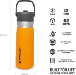Stanley The IceFlow™ Flip Straw Water Bottle 0,65L - Thermosfles - Saffron -Beste Keukengerei Winkel 1200x1170 1