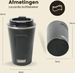 LaCardia Koffiebeker To Go Premium Zwart – Thermosbeker – Theebeker – 380ML – Herbruikbaar -Beste Keukengerei Winkel 1200x1171 3
