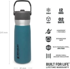 Stanley The IceFlow™ Flip Straw Water Bottle 0,65L - Thermosfles - Lagoon -Beste Keukengerei Winkel 1200x1175 1