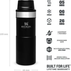 Stanley Trigger-Action Travel Mug 0.35L - Thermosfles - Matt Black -Beste Keukengerei Winkel 1200x1194