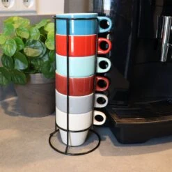 Orange85 Koffiekopjes - Met Houder - Set Van 6 - Gekleurd - 300 Ml - Keramiek -Beste Keukengerei Winkel 1200x1200 1039