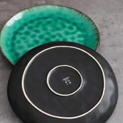 Merkloos Combiservies, 24-delig Coco Tafelservies Van Aardewerk, Raku Glazuur Effect Serviesset, Bevat Mueslikommen, Dessertborden En Dinerborden Voor 8 Personen In Vintage Look, Groen -Beste Keukengerei Winkel 1200x1200 1056