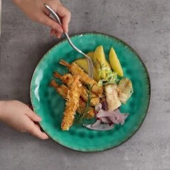 Merkloos Combiservies, 24-delig Coco Tafelservies Van Aardewerk, Raku Glazuur Effect Serviesset, Bevat Mueslikommen, Dessertborden En Dinerborden Voor 8 Personen In Vintage Look, Groen -Beste Keukengerei Winkel 1200x1200 1057