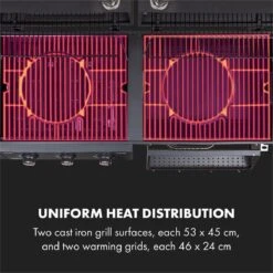 Klarstein Kingsville Double Barbecue - Houtskool- En Gasbarbecue - Smoker BBQ - Inclusief Deksels En Thermometer - Met 2 Roosters - Zwart -Beste Keukengerei Winkel 1200x1200 1160