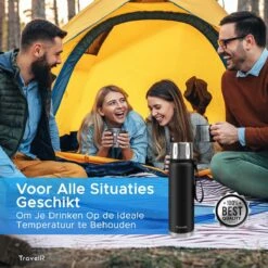 TravelR Thermosfles - Thermoskan - Drinkfles - Isoleerfles - BPA Vrij - Roestvrij Staal - 750 ML - Mat Zwart -Beste Keukengerei Winkel 1200x1200 121