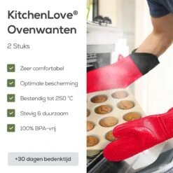 KitchenLove Ovenwanten - 2 Stuks Ovenhandschoenen - Hittebestendig Tot 250 °C - Siliconen - Rood 17 KitchenLove Ovenwanten - 2 Stuks Ovenhandschoenen - Hittebestendig Tot 250 °C - Siliconen - Rood -Beste Keukengerei Winkel 1200x1200 209