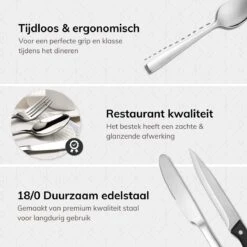 Deleca 8 Persoons Bestekset (48-delig) - Lepels, Messen, Vorken & Steakmessen - Vaatwasserbestendig - Zilver / RVS -Beste Keukengerei Winkel 1200x1200 50