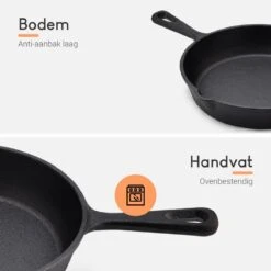 Ocina Gietijzeren Pan – Set Van 3 Stuks – ø25cm, ø19.5cm En ø16cm - Skillet - Koekenpan – Hapjespan – Koekenpan Inductie – Koekenpannenset - Gietijzeren Pan Bbq - Gietijzer - Incl. Receptenboek -Beste Keukengerei Winkel 1200x1200 645