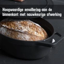 Gietijzeren Braadpan - Sudderpan Zwart Van Daumonet - Ovaal - Ø 29 Cm - 3 Liter - 100% PFAS & PFOA Vrij - Emaille - Geschikt Voor Alle Warmtebronnen - Elektrisch - Gas - Halogeen - Inductie - Keramisch - Vaatwasserbestendig -Beste Keukengerei Winkel 1200x1200 675