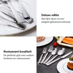 Deleca 6 Persoons Bestekset Deluxe (30-delig) - Vorken, Lepels En Messen - Vaatwasserbestendig - Gehamerd - Zilver / RVS -Beste Keukengerei Winkel 1200x1200 72
