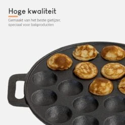 Ocina Poffertjespan – Combo Pack – 19 Poffertjes – Poffertjesmaker – Poffertjespan Inductie – Poffertjespan Electrisch – Gietijzeren Pan - Inclusief Doseerfles, Handvaten, 6x Poffertjesvorken En Invetkwast – Gratis Receptenboek -Beste Keukengerei Winkel 1200x1200 728
