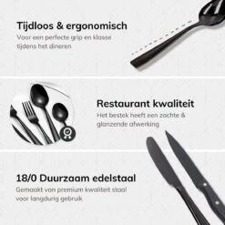 Deleca 6 Persoons Bestekset (36-delig) - Lepels, Messen, Vorken & Steakmessen - Vaatwasserbestendig - Zwart / RVS -Beste Keukengerei Winkel 1200x1200 84