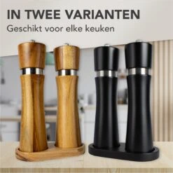 Nimma® Peper En Zoutmolen Set - Incl Navul Lepel - Verstelbare Maalgraad - Acacia Hout -Beste Keukengerei Winkel 1200x1200 845