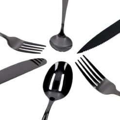 Deleca 6 Persoons Bestekset (36-delig) - Lepels, Messen, Vorken & Steakmessen - Vaatwasserbestendig - Zwart / RVS -Beste Keukengerei Winkel 1200x1200 85