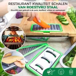 Ecowize 3-in-1 Bamboe Snijplank Met Opvangbak - Snijplank Hout Incl. 3 Roestvrijstalen Opvangbakjes Met Bamboe Deksel, 4 Inzetbare Raspen - Groentesnijder, Hakblok, Borrelplank, Tapasplank, Broodplank - 40x30cm - Duurzaam Cadeau -Beste Keukengerei Winkel 1200x1200 881