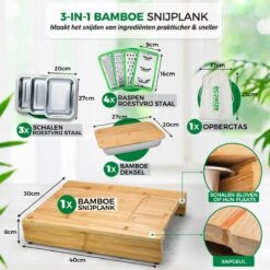 Ecowize 3-in-1 Bamboe Snijplank Met Opvangbak - Snijplank Hout Incl. 3 Roestvrijstalen Opvangbakjes Met Bamboe Deksel, 4 Inzetbare Raspen - Groentesnijder, Hakblok, Borrelplank, Tapasplank, Broodplank - 40x30cm - Duurzaam Cadeau -Beste Keukengerei Winkel 1200x1200 884