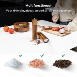 Deleca Luxe Peper En Zoutmolen Set - Zout / Pepermolen - Handmatig - Met Navul Lepel & Geschenkdoos - Acacia Hout - Rond -Beste Keukengerei Winkel 1200x1200 919