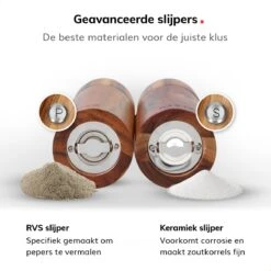 Deleca Luxe Peper En Zoutmolen Set - Zout / Pepermolen - Handmatig - Met Navul Lepel & Geschenkdoos - Acacia Hout - Rond -Beste Keukengerei Winkel 1200x1200 925