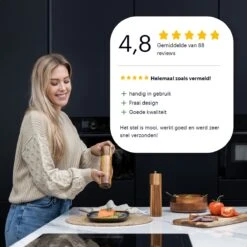 Deleca Luxe Peper En Zoutmolen Set - Zout / Pepermolen - Handmatig - Met Navul Lepel & Geschenkdoos - Acacia Hout - Rond -Beste Keukengerei Winkel 1200x1200 926