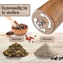 Dieux® - Peper En Zoutmolen Set - Cilinder Vorm - 22CM - Zout Peper Kruiden - 2 Stuks - Acacia Hout - Instelbare Maalgraad - Duurzaam - Luxe Kwaliteit - Hervulbaar - Pepermolen - Zoutmolen - BBQ Accesoires - Pasen -Beste Keukengerei Winkel 1200x1200 928