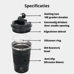 Castagnola Design RVS Koffiebeker To Go - Zwart - 380ml - Thermosbeker - Theebeker -Beste Keukengerei Winkel 1200x1200 946