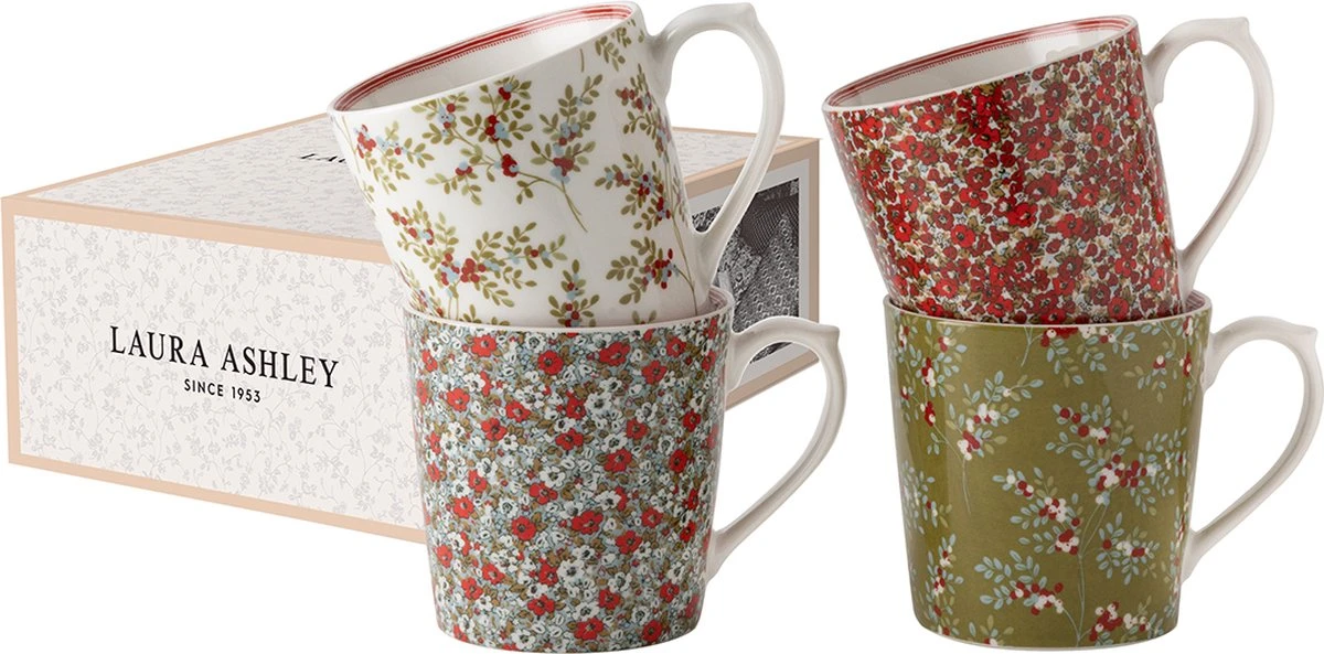 Laura Ashley Stockbridge Collectables - Laura Ashley Giftset 4 Bekers 32 Cl. 4 Laura Ashley Stockbridge Collectables - Laura Ashley Giftset 4 Bekers 32 Cl. - Afbeelding 2