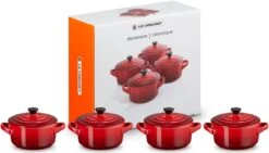 Le Creuset Aardewerken Mini Pannetjes Set Van 4 Stuks Kersenrood