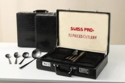 Swiss Pro+ Bestekset In Koffer-72 Delig-12 Persoons-Zwitsers Kwaliteit-Complete Set-100% Roestvrijstaal- Zwart -Beste Keukengerei Winkel 1200x799 16