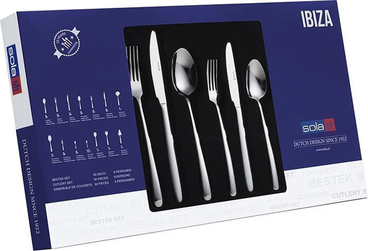 Sola Bestekset Ibiza - Economy - 9 Persoons - 90 Delig - Zilver Chroomstaal 18/0 - RVS 4 Sola Bestekset Ibiza - Economy - 9 Persoons - 90 Delig - Zilver Chroomstaal 18/0 - RVS - Afbeelding 2