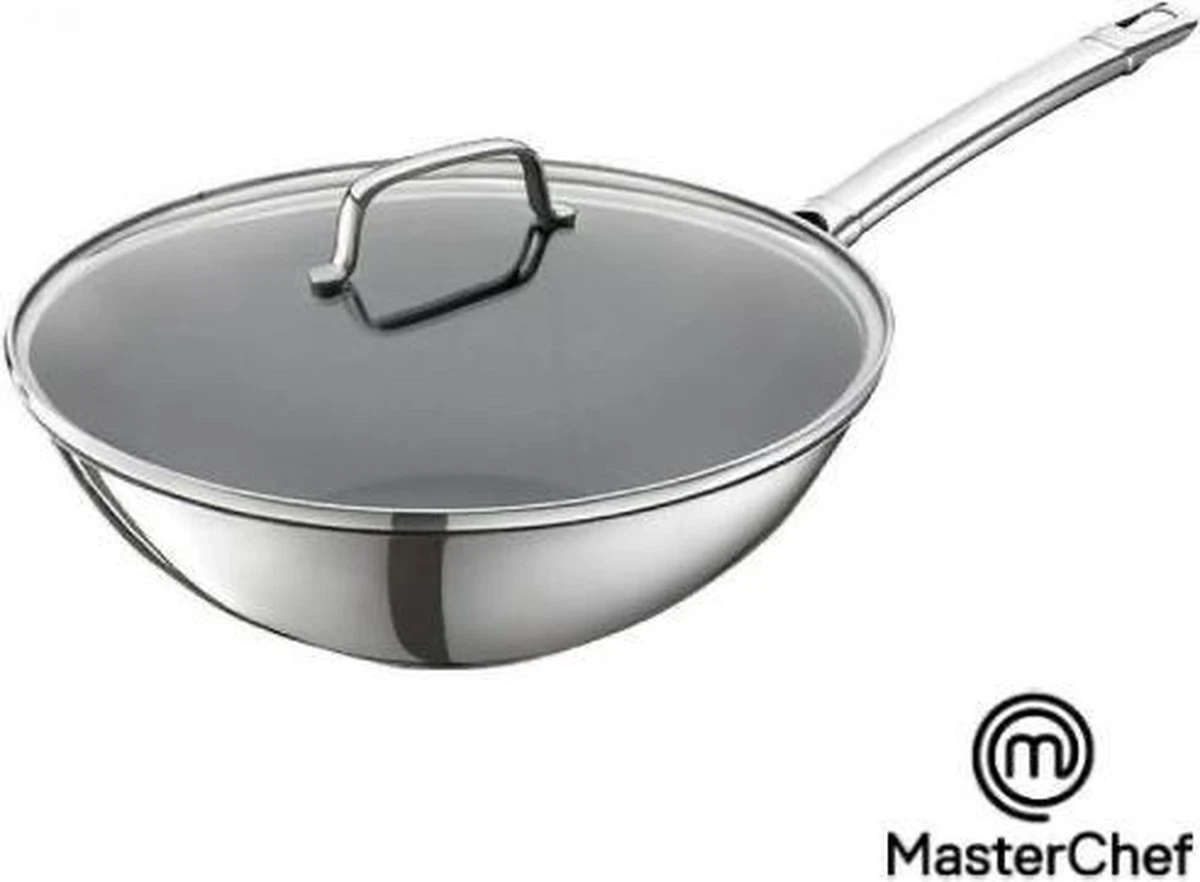 MasterChef / Jumbo - Wokpan - Met Glazen Deksel - 28 Cm - Inductie 3 MasterChef / Jumbo - Wokpan - Met Glazen Deksel - 28 Cm - Inductie