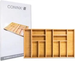 Grote Bestekbak Bamboe 81x47CM - Coninx Besteklade - Opbergbak - Duurzaam - Bamboe - Voor Laden Vanaf 47cm Diep -Beste Keukengerei Winkel 1200x987
