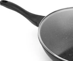 Swiss Pro+ Wokpan - Met Glazen Deksel - 28cm - Zwart -Beste Keukengerei Winkel 1200x997 2