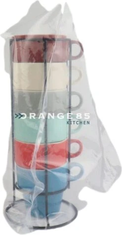 Orange85 Koffiekopjes - Met Houder - Set Van 6 - Gekleurd - 300 Ml - Keramiek -Beste Keukengerei Winkel 626x1200 1