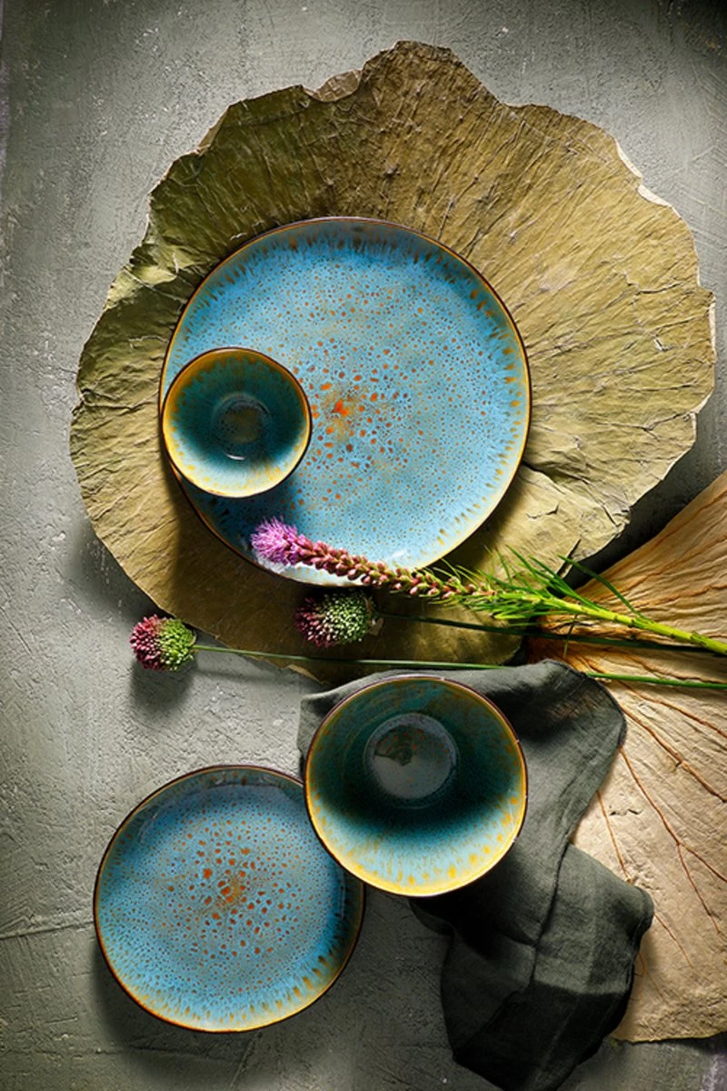 Palmer Serviesset Lotus Stoneware 6-persoons 24-delig Zwart Turquoise 9 Palmer Serviesset Lotus Stoneware 6-persoons 24-delig Zwart Turquoise - Afbeelding 7