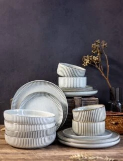 Nieuwe Producten 15 Selinex Stoneware - Serviesset - Grijs - 16 Delig 4 Persoons - CADEAUTIP - CADEAU